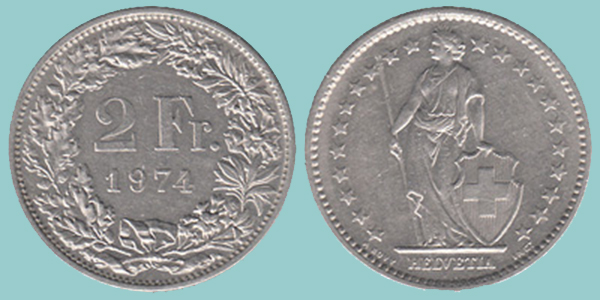 Svizzera 2 Francs 1974