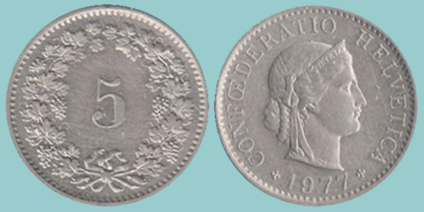 Svizzera 5 Rappen 1977