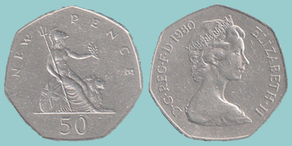 Gran Bretagna 50 New Pence 1980