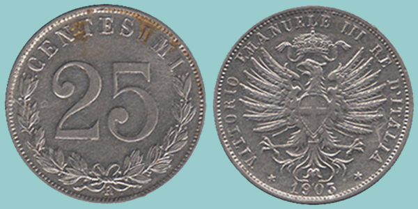Regno Italia 25 Centesimi 1903