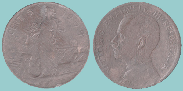 Vittorio Emanuele III 5 Centesimi 1909 Vittorio Emanuele III 5 Centesimi 1909