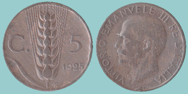 Vittorio Emanuele III 5 Centesimi 1925 Vittorio Emanuele III 5 Centesimi 1925