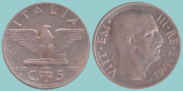 Vittorio Emanuele III 5 Centesimi 1938 Vittorio Emanuele III 5 Centesimi 1938
