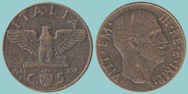 Vittorio Emanuele III 5 Centesimi 1941 Vittorio Emanuele III 5 Centesimi 1941