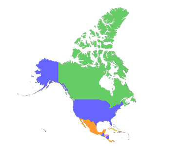 Mappa dell'America del Nord